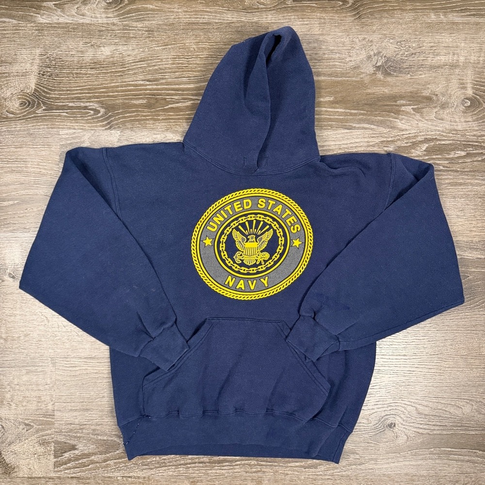 Vintage United States NAVY Hoodie Soffee Tag Made in USA Sz M Read!